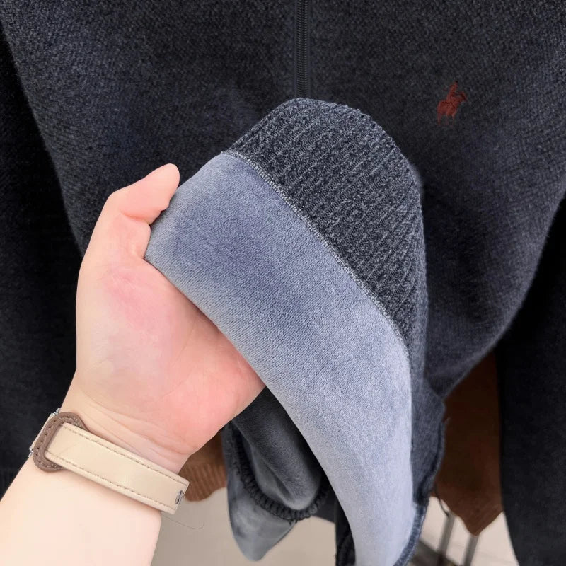 Men's Long Sleeve Mock Neck Half-Zip Knit Sweater – Casual Pullover Knitwear