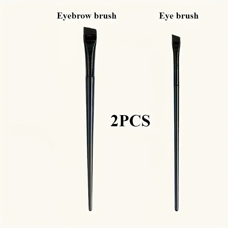 2-Piece Angled Eyeliner Brush Set – Precision Slanted Makeup Brushes for Eyeliner, Brows & Detail Work (Black or Silver)