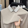 Men's Fake Two-Piece Polo Shirt – Long Sleeve Collar Knit Top Casual Fashion Sweater