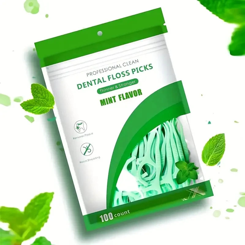 500pcs Mint Mouth Dental Floss – Disposable Interdental Cleaning Floss Sticks
