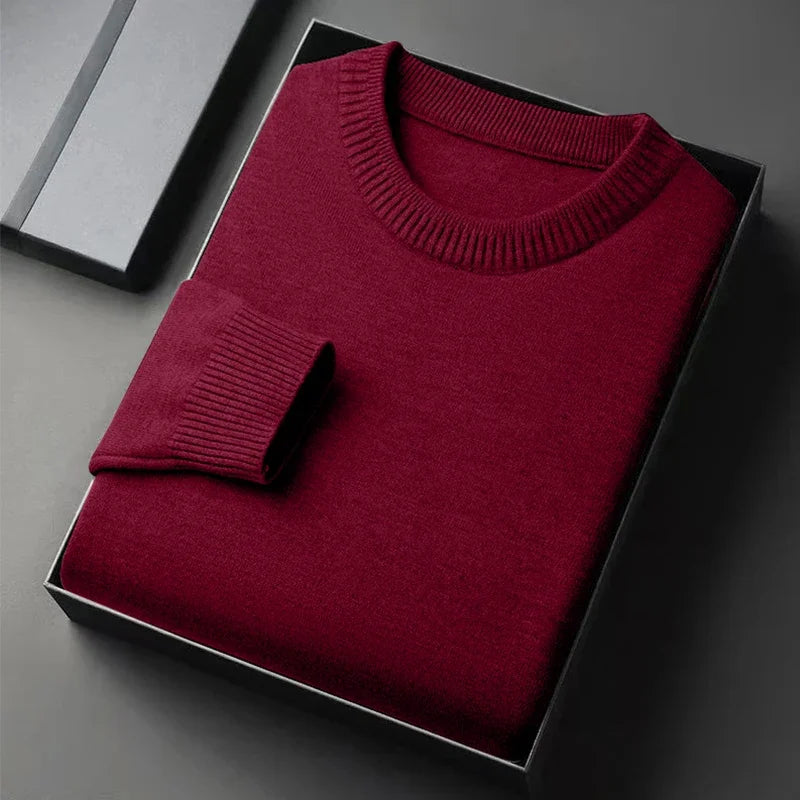 Men’s Classic Crewneck Knit Pullover Sweater – Long Sleeve Solid Color Casual Knitwear