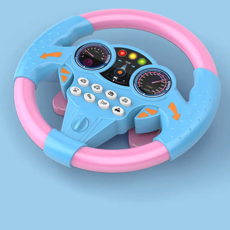 Infant Simulation Steering Wheel Toy with Light Sound Effects Kids Early Education Driving Toy for Stroller Car Play