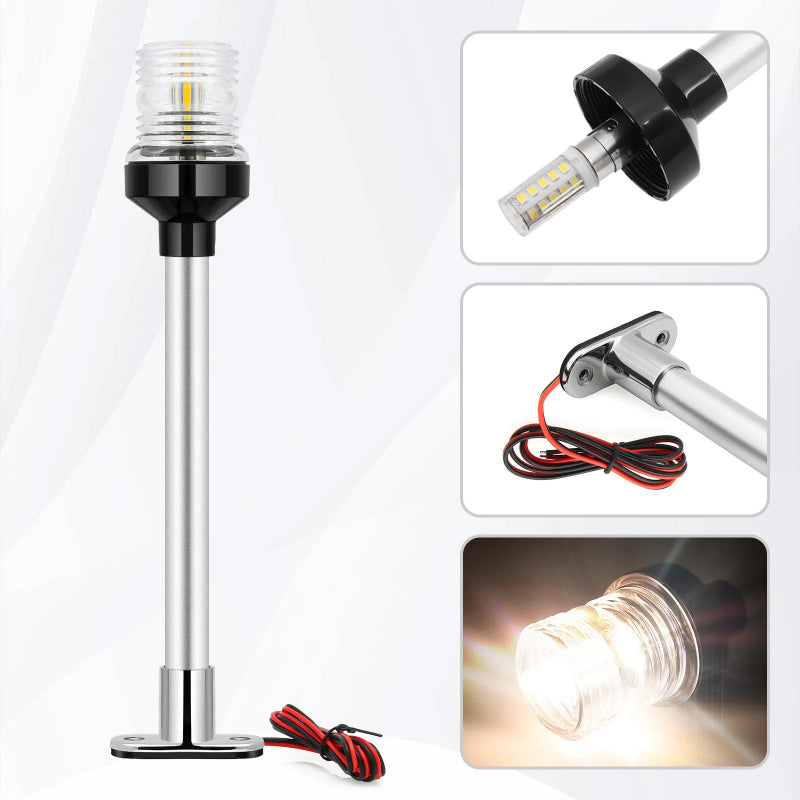 12V/24V Waterproof LED Marine Boat Navigation Light 180° Rotating Sailing Anchor Light