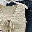 Knitted Tie-Front Vest – Stylish Casual Wear for Women | Beige Color