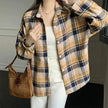Women's Plaid Button-Up Shirt – Long Sleeve Loose Fit Casual Blouse