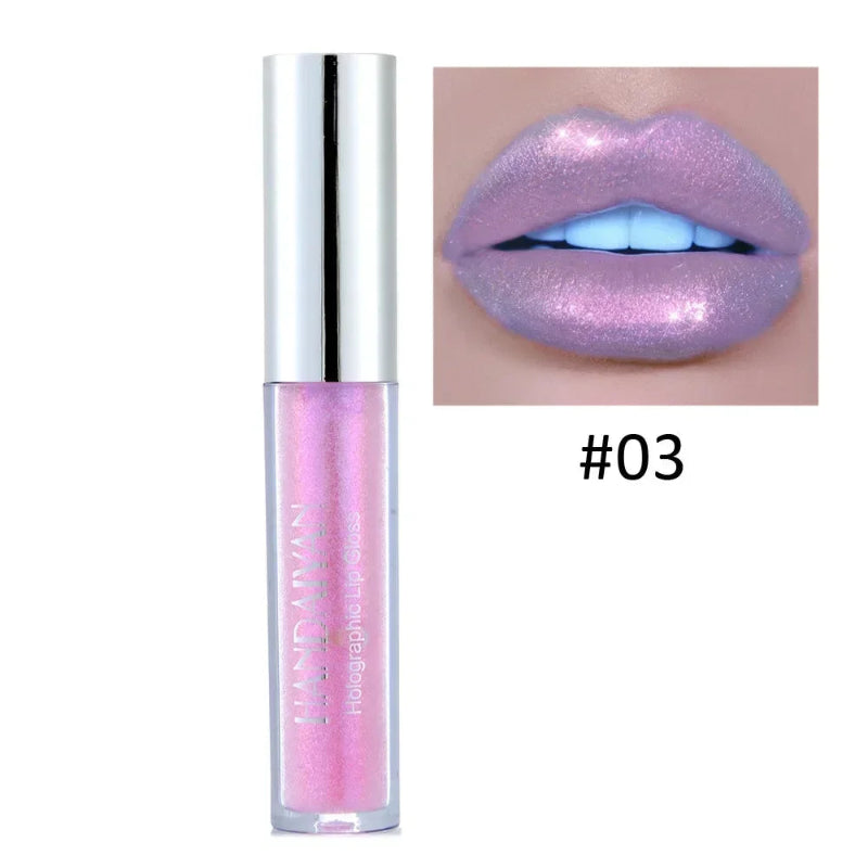6 Colors Laser Holographic Lip Gloss – Mermaid Glitter Waterproof Metallic Liquid Lipstick