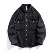 Men Fashion Denim Jackets Coats Loose Fit Pockets Solid Turn Down Collar Full Sleeve Regular Jacket Spring 2025 Causal Clothing