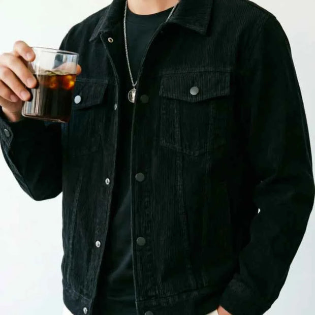 Men's Corduroy Jacket: Classic Collar Design, Multiple Colors Available, Loose Fit Comfortable and Versatile