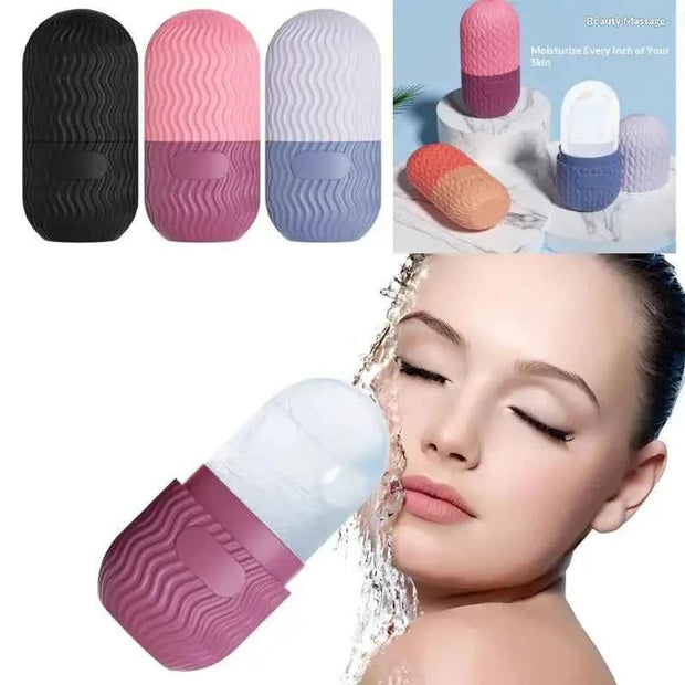「Silicone Cube Tray Shape Face Facial Ice Roller Massage Face Massage Roller Facial Reusable Ice Face Roller Skincare Tool」