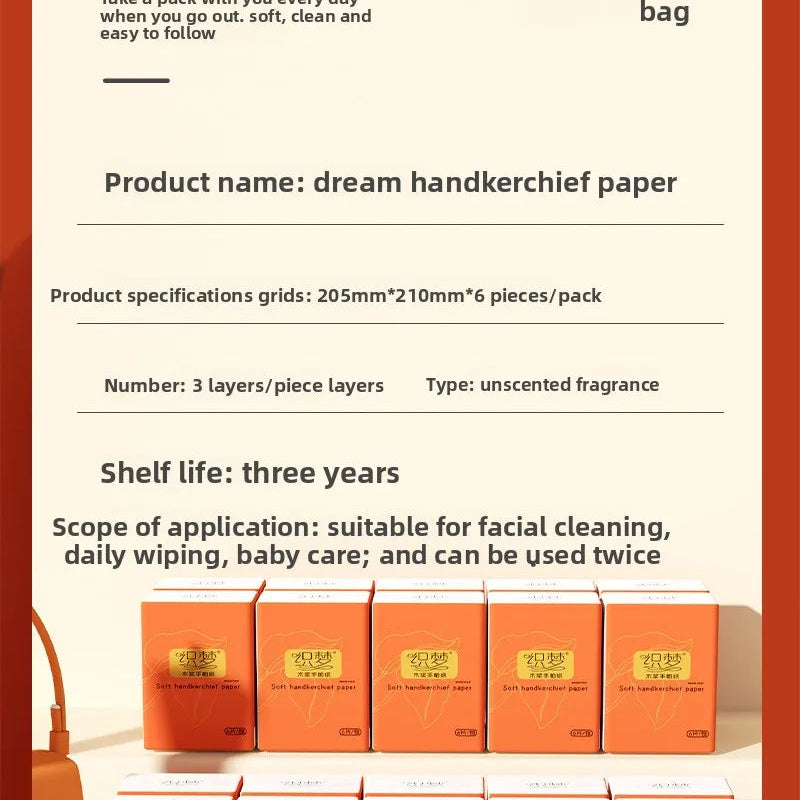 Orange Soft Hanging Face Towel Pack – Unscented Facial Tissue Paper for Daily Cleaning