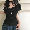 Women’s Off Shoulder Tie Front Short Sleeve Top