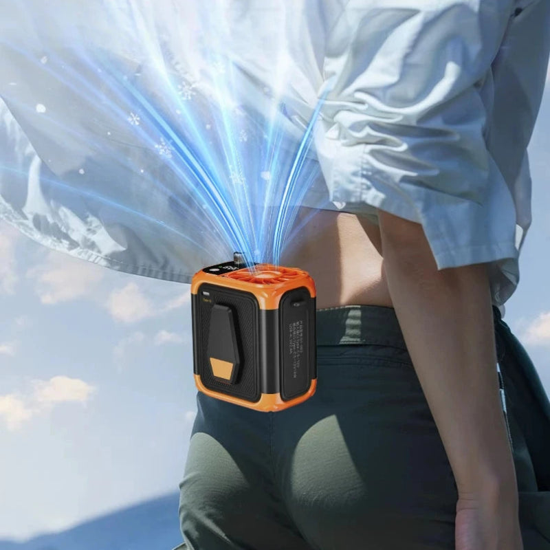 Rechargeable Waist Clip Cooling Fan with 150 Speeds, Digital Display, LED Light and Power Bank