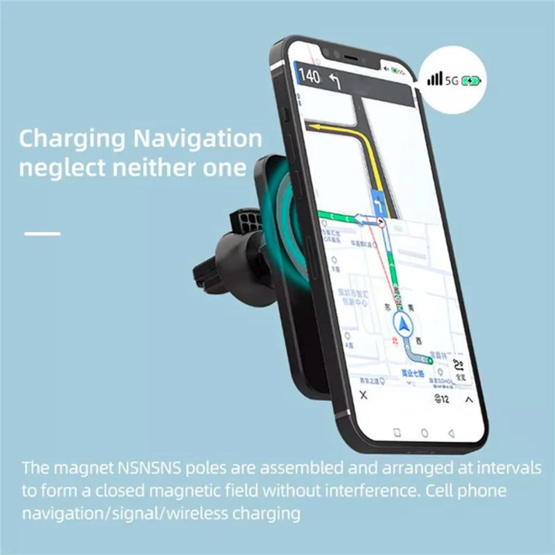 Magnetic Wireless Car Charger 30W – Fast Charging Phone Holder for iPhone 14, 13 & 12