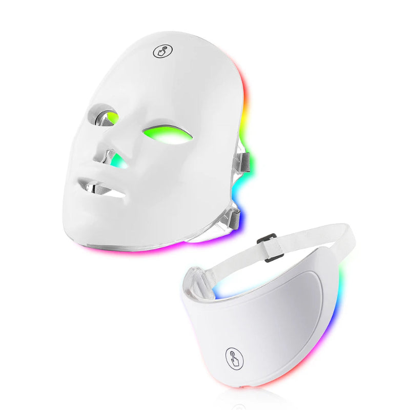 7-Color LED Facial Mask with Neck Light Therapy Mask – Wireless Rechargeable Skin Rejuvenation Beauty Device
