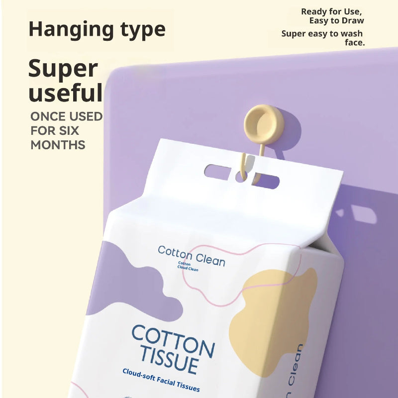Cotton Clean Cotton Tissue 600g – Cloud-Soft Hanging Facial Tissues with Free Hooks