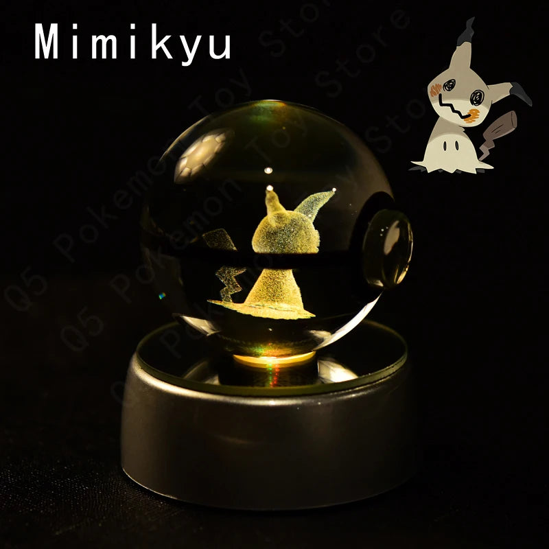 Pokémon 3D Crystal Ball LED Night Light with Color-Changing Base