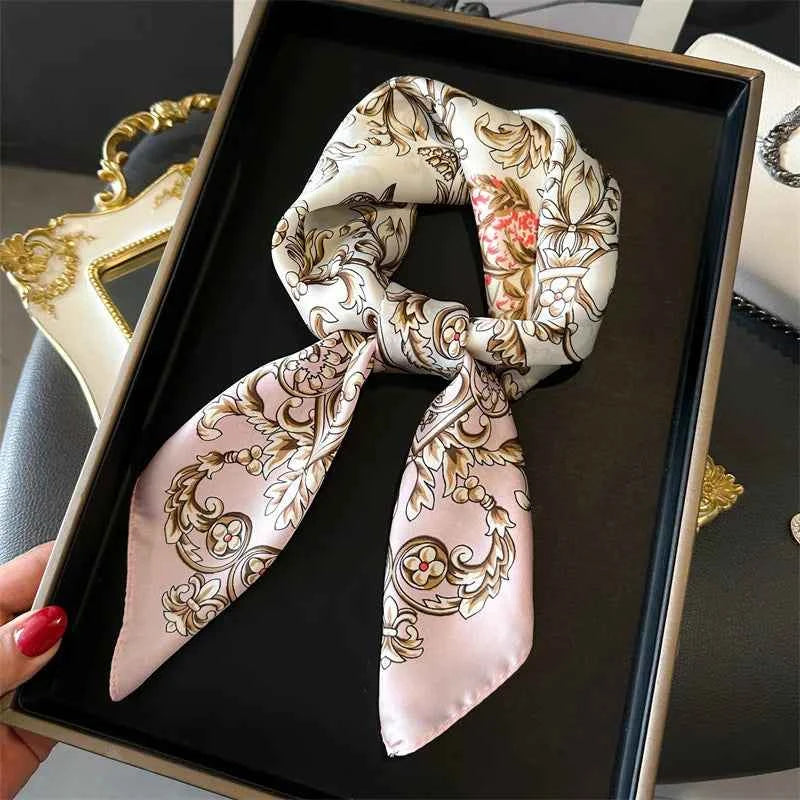 2025 New Fashion 70X70cmPrinted Women's Scarf Pashmina Silk Scarf Square Shawl Decorative Headband Neck Luxury Design Bandana
