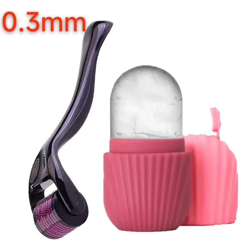 Ice Facial Roller Tool Skin Care Beauty Set with Micro Needle Facial Roller for Face & Beard Care