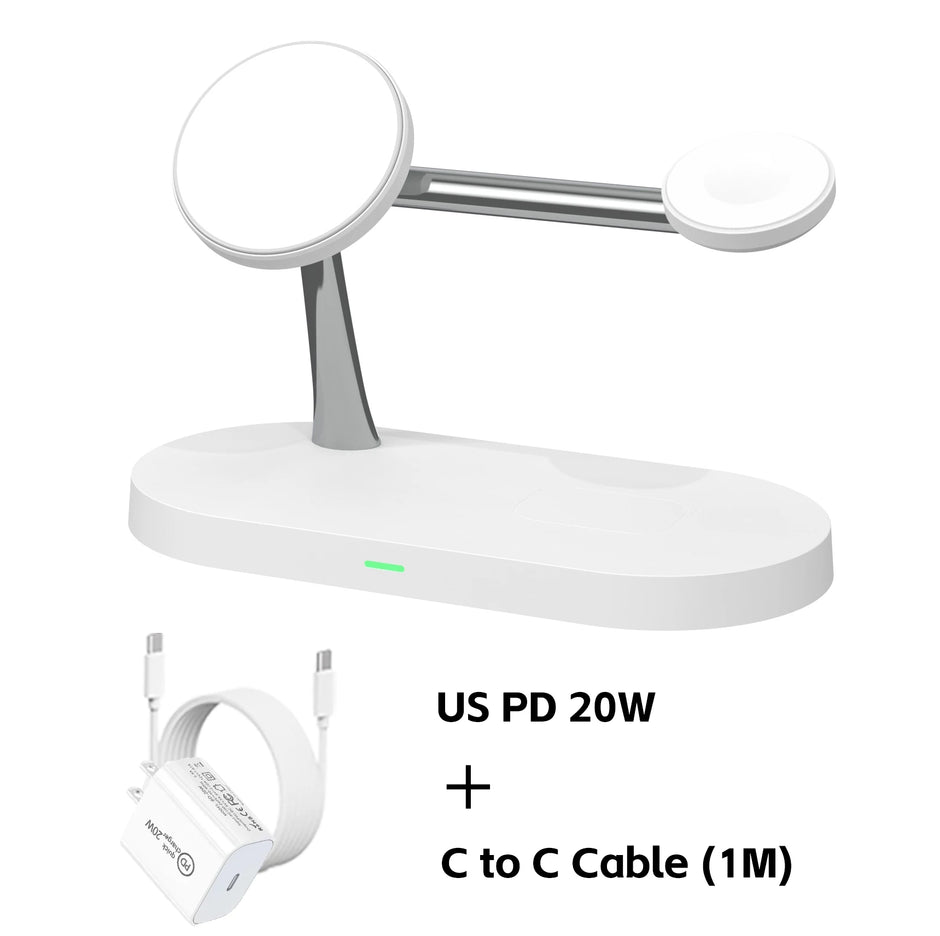 3-in-1 Magnetic Wireless Charger Stand – Fast Charging Station for iPhone, Apple Watch & AirPods
