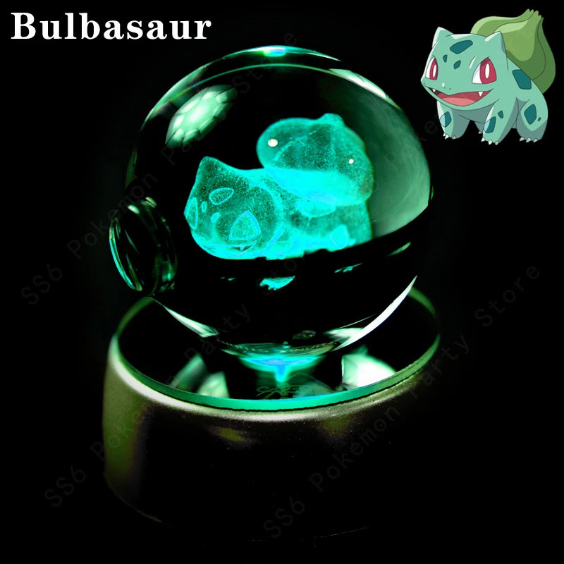 Pokémon 3D Crystal Ball Night Light with Color-Changing LED Base