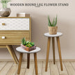 Wooden Round 3-Leg Flower Stand – White Top Plant Display Table in Two Sizes