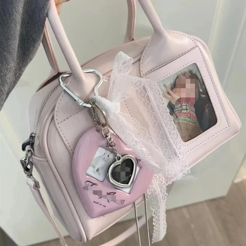 Women’s Transparent Display Window Crossbody Handbag with Top Handles