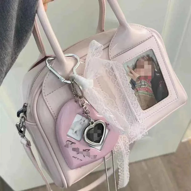 Women’s Transparent Display Window Crossbody Handbag with Top Handles