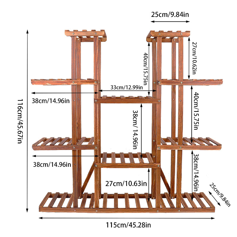Wooden Plant Shelf Multi Tier Flower Pot Stand Indoor Outdoor Garden Display Rack