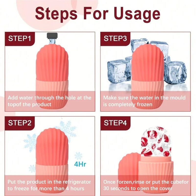 Ice Face Roller Ice Cube Beauty Massage Tool – Silicone Ice Mold Facial Roller for Eye Puffiness and Skin Care
