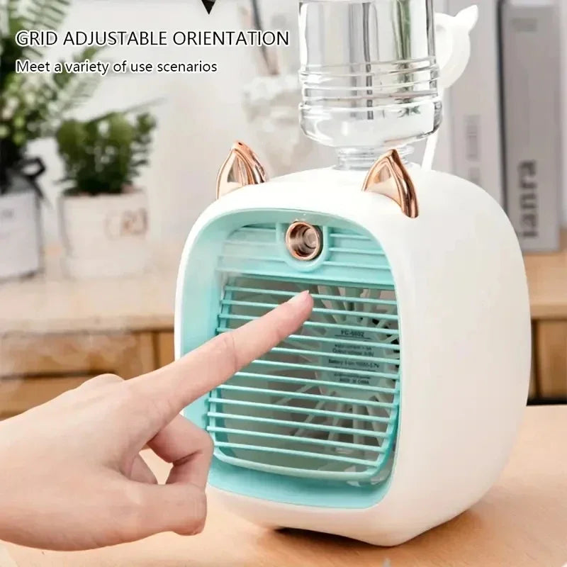 TINSOL 1200mAh USB Mini Air Conditioning Fan with Humidifier Spray & 3-Speed Cooling