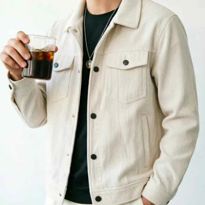 Men's Corduroy Jacket: Classic Collar Design, Multiple Colors Available, Loose Fit Comfortable and Versatile