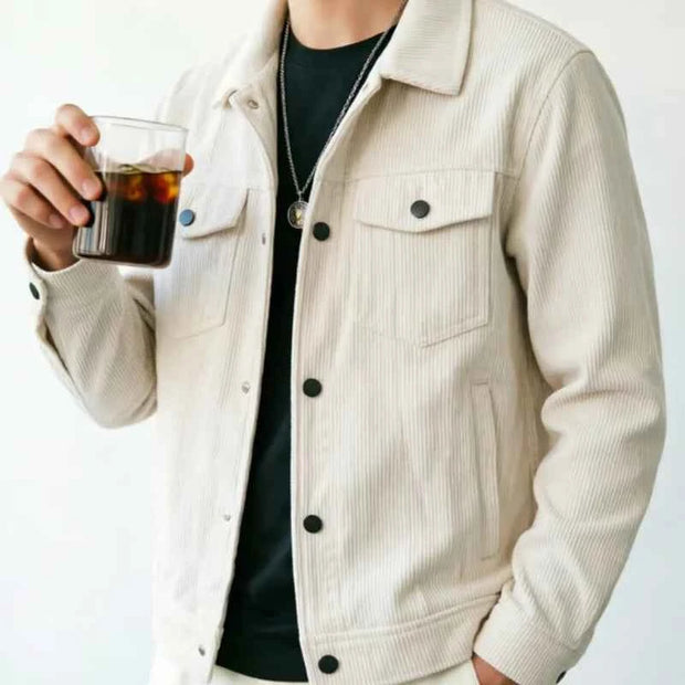 Men's Corduroy Jacket: Classic Collar Design, Multiple Colors Available, Loose Fit Comfortable and Versatile