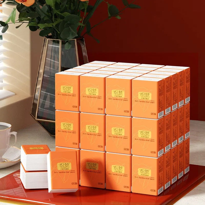 Orange Soft Hanging Face Towel Pack – Unscented Facial Tissue Paper for Daily Cleaning