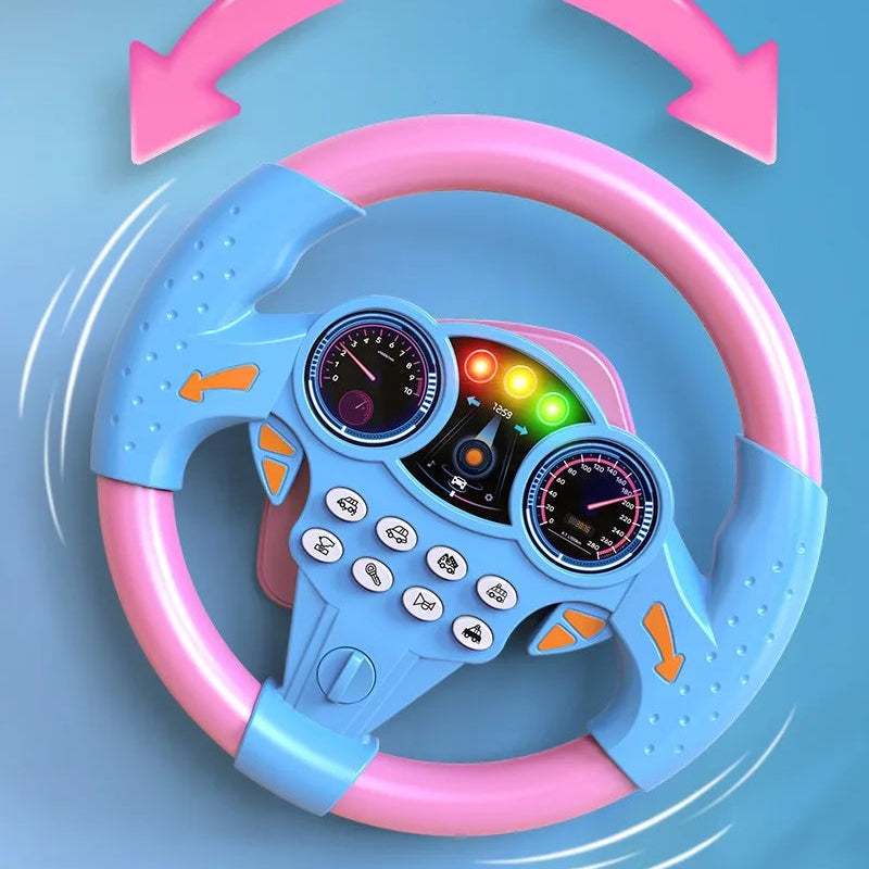 Infant Simulation Steering Wheel Toy with Light Sound Effects Kids Early Education Driving Toy for Stroller Car Play