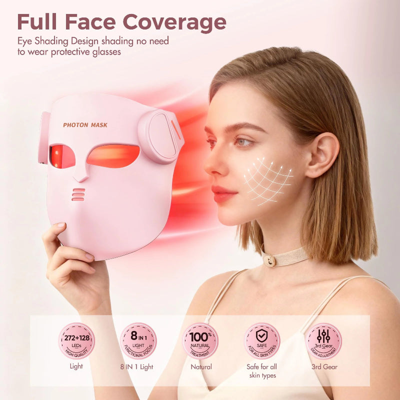 Portable Silicone LED Face Mask – 8 Color LED Red Light & Near Infrared Therapy Facial Mask for Home Skincare