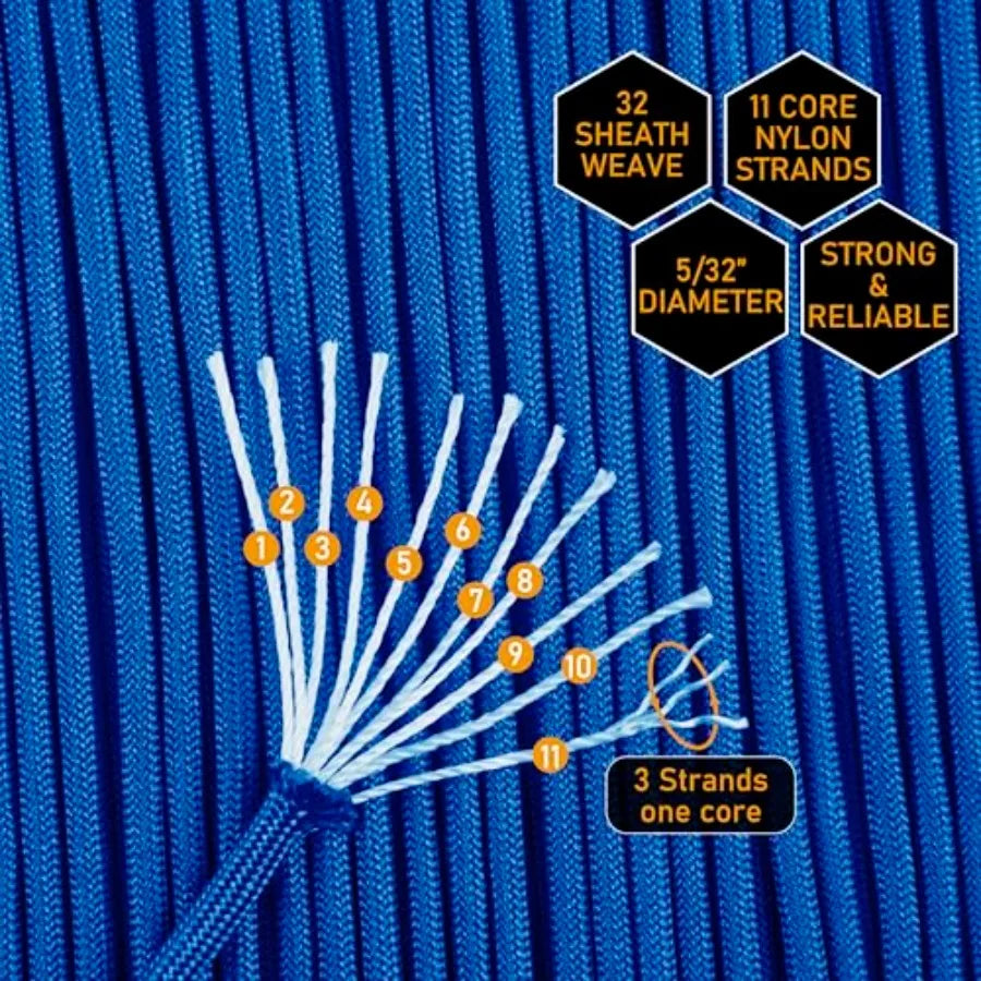 HERCULES 750lb Tactical Paracord 4mm 11-Strand Military Grade Survival Rope