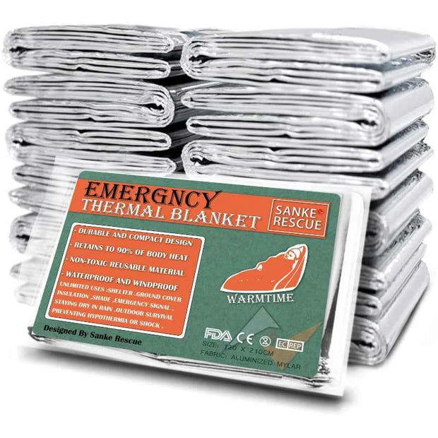 4-Pack Emergency Mylar Thermal Blanket Foil Space Blanket for Outdoor, First Aid, Camping & Hiking
