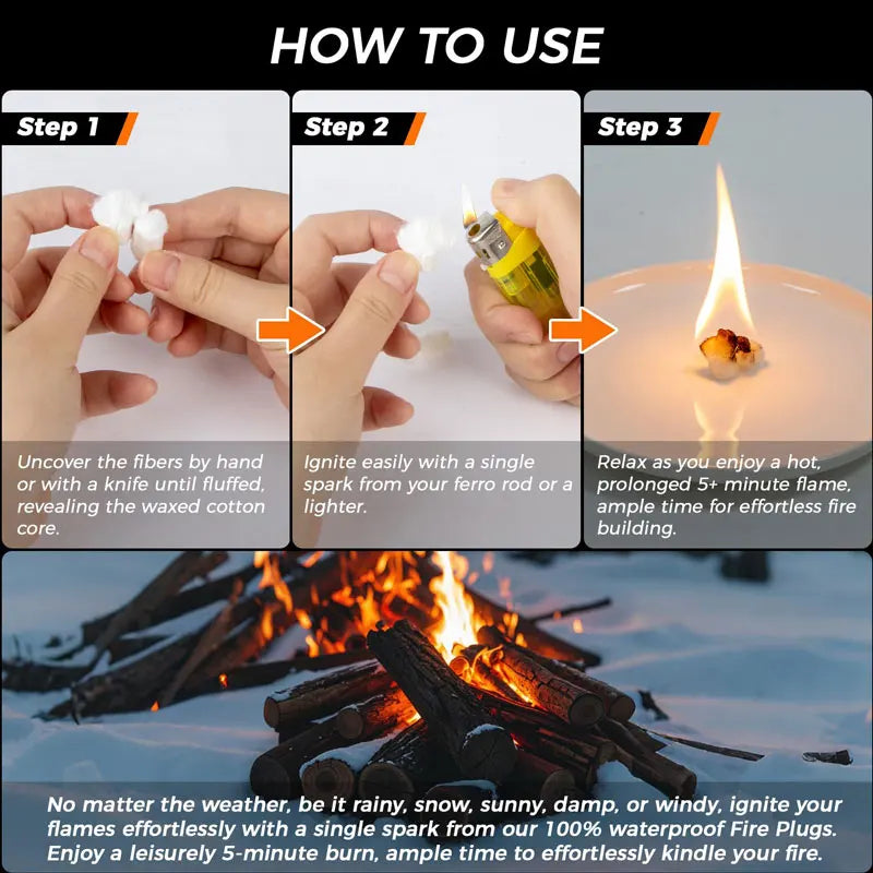 Portable Mini Fire Starter Tinder Rolls for Outdoor Camping and Survival