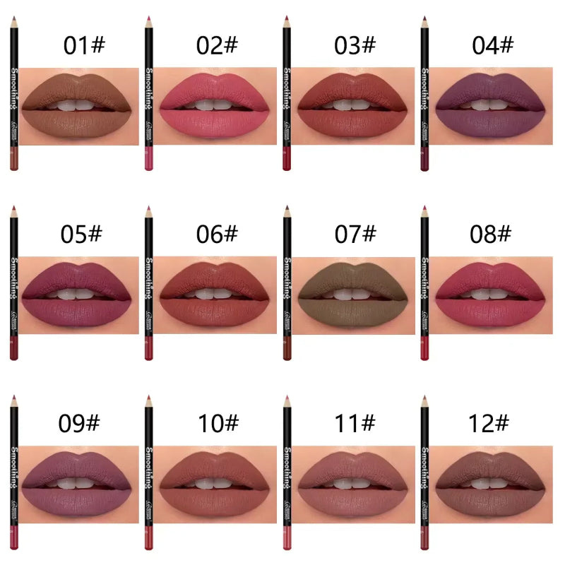 12 Piece Long-Lasting Lipstick Set with Lip Liner Pencil & Matte Lip Gloss Makeup Kit for Women