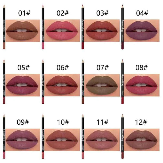 12 Piece Long-Lasting Lipstick Set with Lip Liner Pencil & Matte Lip Gloss Makeup Kit for Women