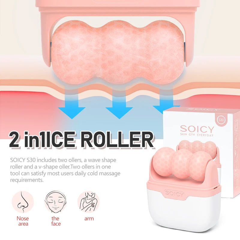 2-in-1 Beiyakes Ice Roller for Face & Eye – Cooling Facial Massage Roller for Skin Care and Eye Puffiness Relief