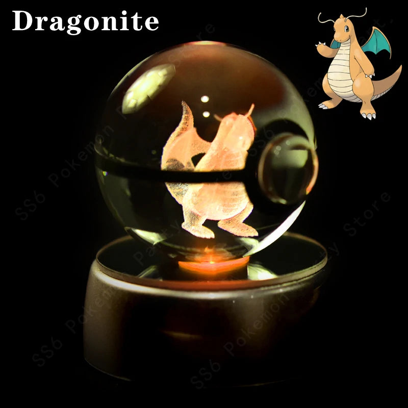 Pokémon 3D Crystal Ball LED Night Light with Color-Changing Base
