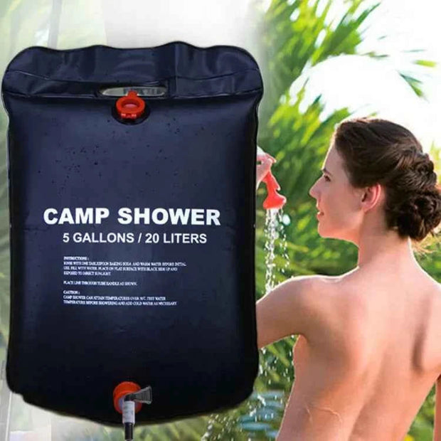 Large Capacity 20L Outdoor Shower Bag Solar Powered Heating for Camping Beach Trip Portable Bath Solution Outdoor Camping