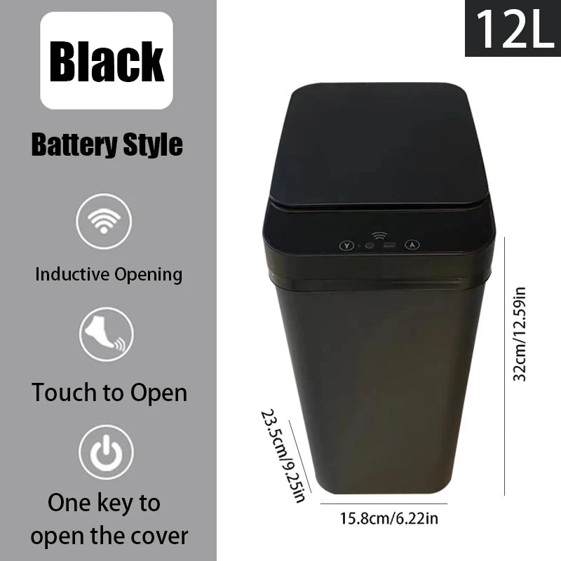 12L Smart Motion Sensor Trash Can with Automatic Lid – Touchless Waste Bin for Bathroom & Kitchen
