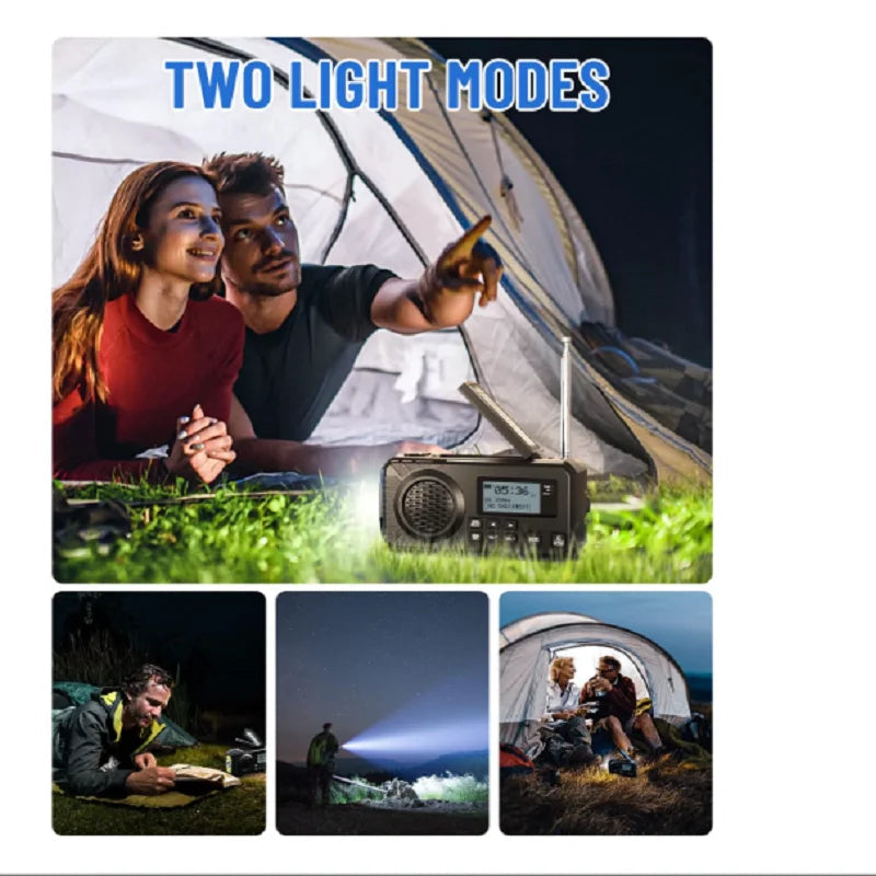 Sayin Solar Hand Crank Emergency Radio – 5000mAh Power Bank, DAB+/FM, Bluetooth & LED Flashlight