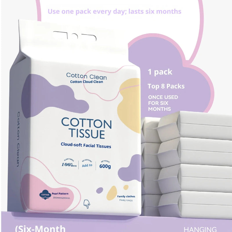 Cotton Clean Cotton Tissue 600g – Cloud-Soft Hanging Facial Tissues with Free Hooks