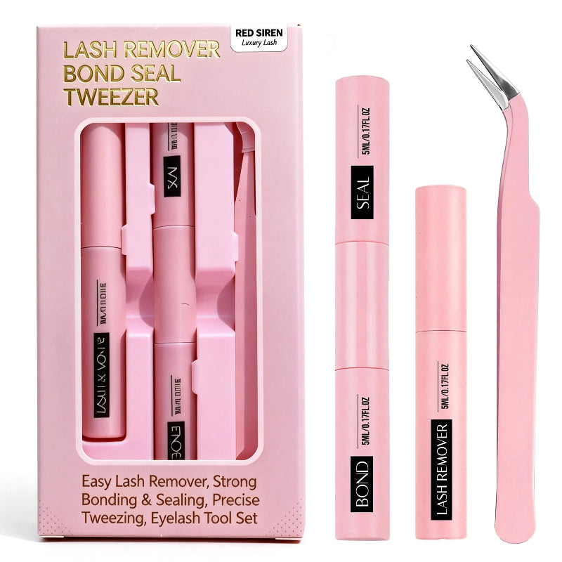 Eyelash Glue Kit with Bond & Seal, Lash Remover and Tweezer Set