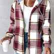 Women's Plaid Hooded Jacket – Long Sleeve Button-Up Casual Coat