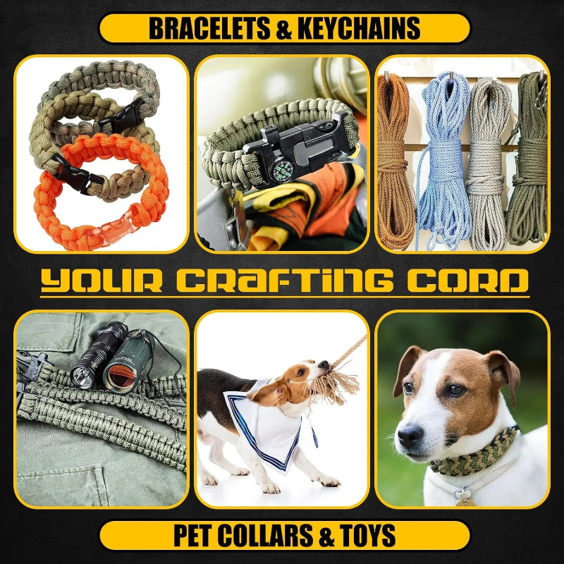 30/50/100M 4mm Paracord 9 Core 650 Military Standard Parachute Rope for Camping, Survival, DIY Bracelets & Outdoor Use