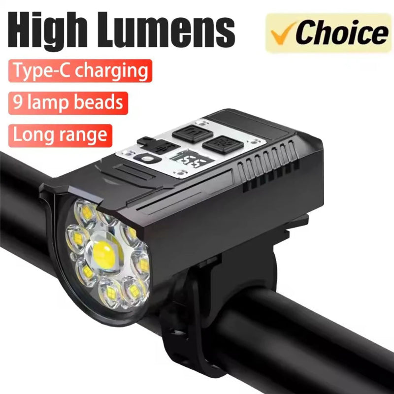 Choice High Lumens Type-C Charging Bike Light with 9 Lamp Beads